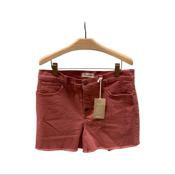 Madewell Garment-Dyed Button-Front High-Rise Denim Shorts - Picture 2 of 4